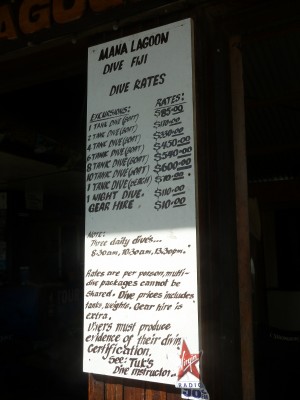 Plongée ou pas de plongée? Une question de budget...