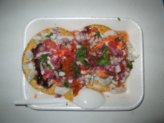 Tostadas au poisson et crevettes, Los Mochis (Mexique)