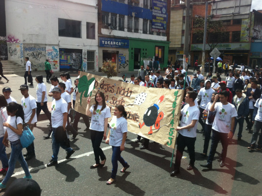 En route vers Zipaquira, une manifestation à Bogota
