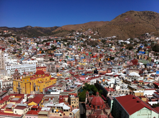 Vue de Guanajuato (Mexique), théâtre de l'un des galas de lucha libre auxquels j'ai assistés. 